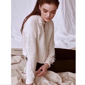 Line cropped fringe sweater XS